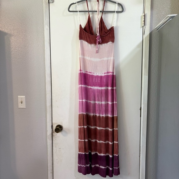 Vintage SKY Tie Dye Maxi Dress Crochet Halter Boho Festival Gypsy Romantic M - Picture 5 of 8